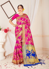 Pink Banarasi Art Silk Woven Saree